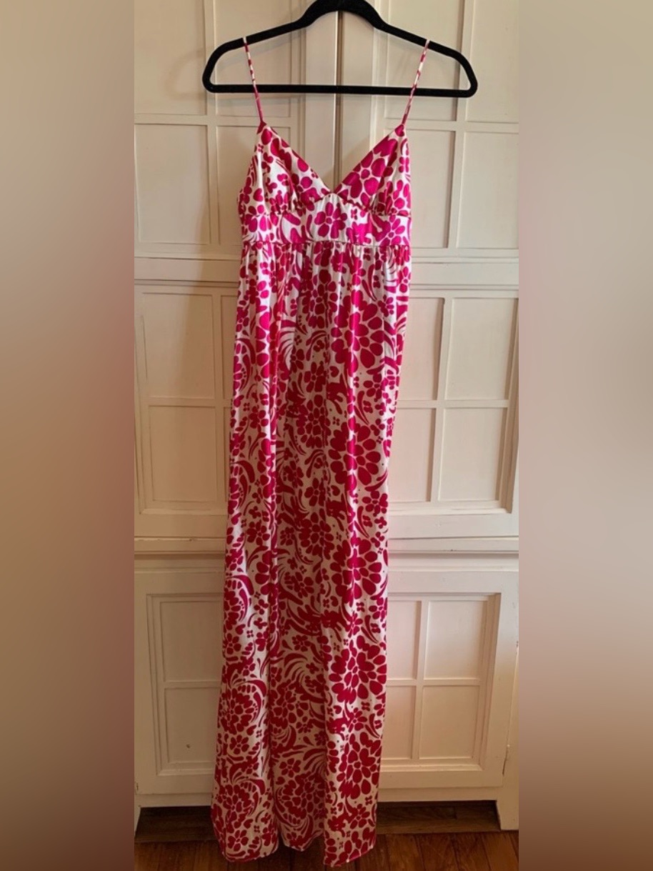 Laundry By Design White Maxi Skirt With Hot Pink Floral Print Nwt Size 4